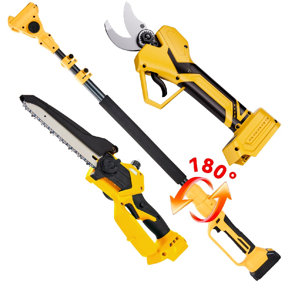 [Low Noise] 8-Inch Cordless Pole Saw kit -  Safety Lock | 180° Head for Home-use | No Ladder Needed